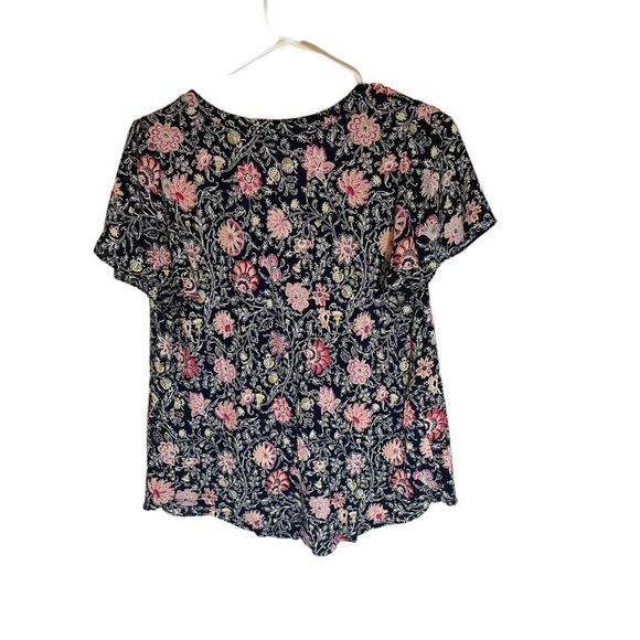 Loft short sleeve floral Vneck blouse small - Picture 7 of 8